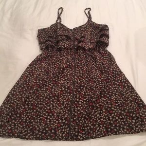 Brown Ruffle top sun dress, with Zipper up Middle